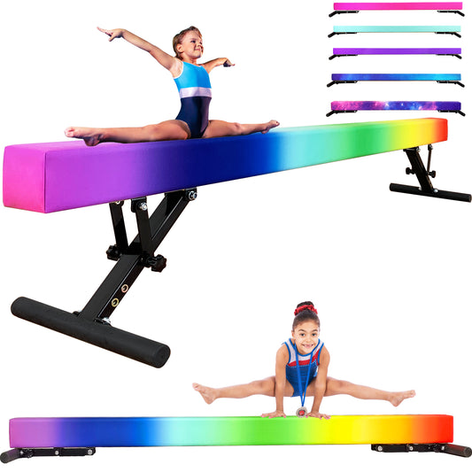 8ft Adjustable Balance Beam for Kids and Teenagers, Adjustable Heights 9"-17"