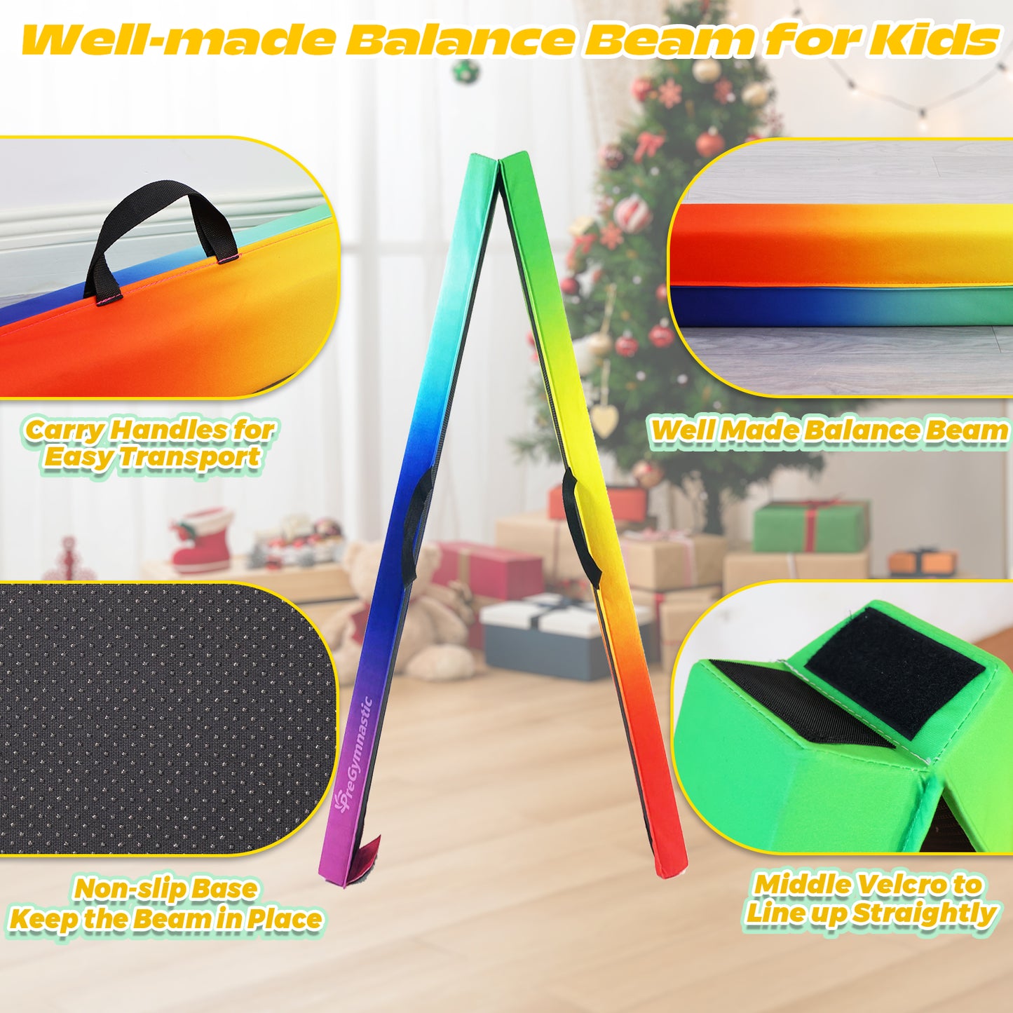 8 ft Folding Balance Beam for Kids, Gymnastics Beam