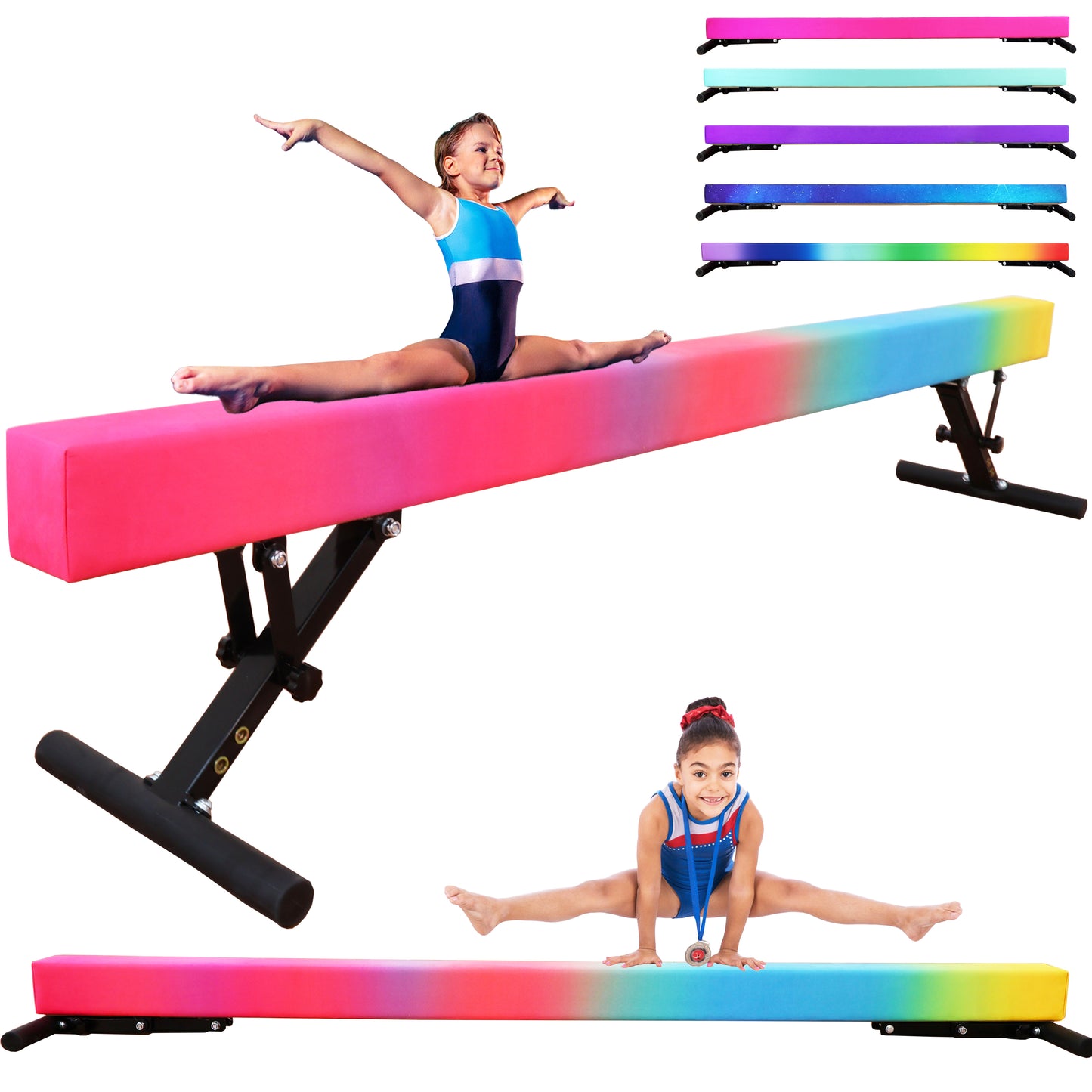 8ft Adjustable Balance Beam for Kids and Teenagers, Adjustable Heights 9"-17"