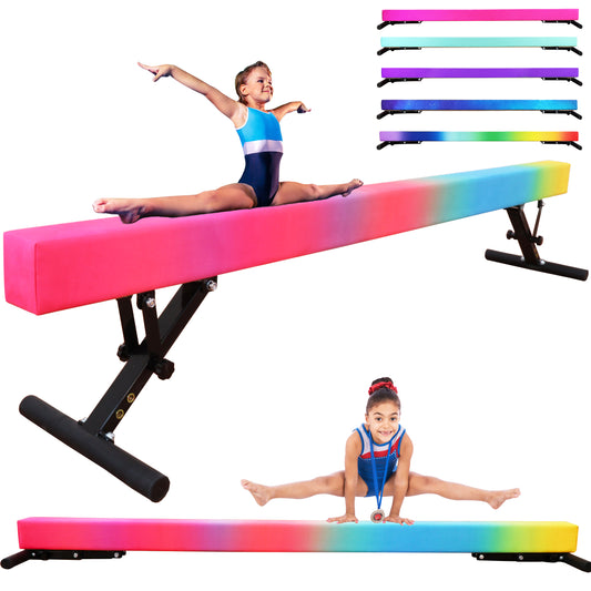 8ft Adjustable Balance Beam for Kids and Teenagers, Adjustable Heights 9"-17"