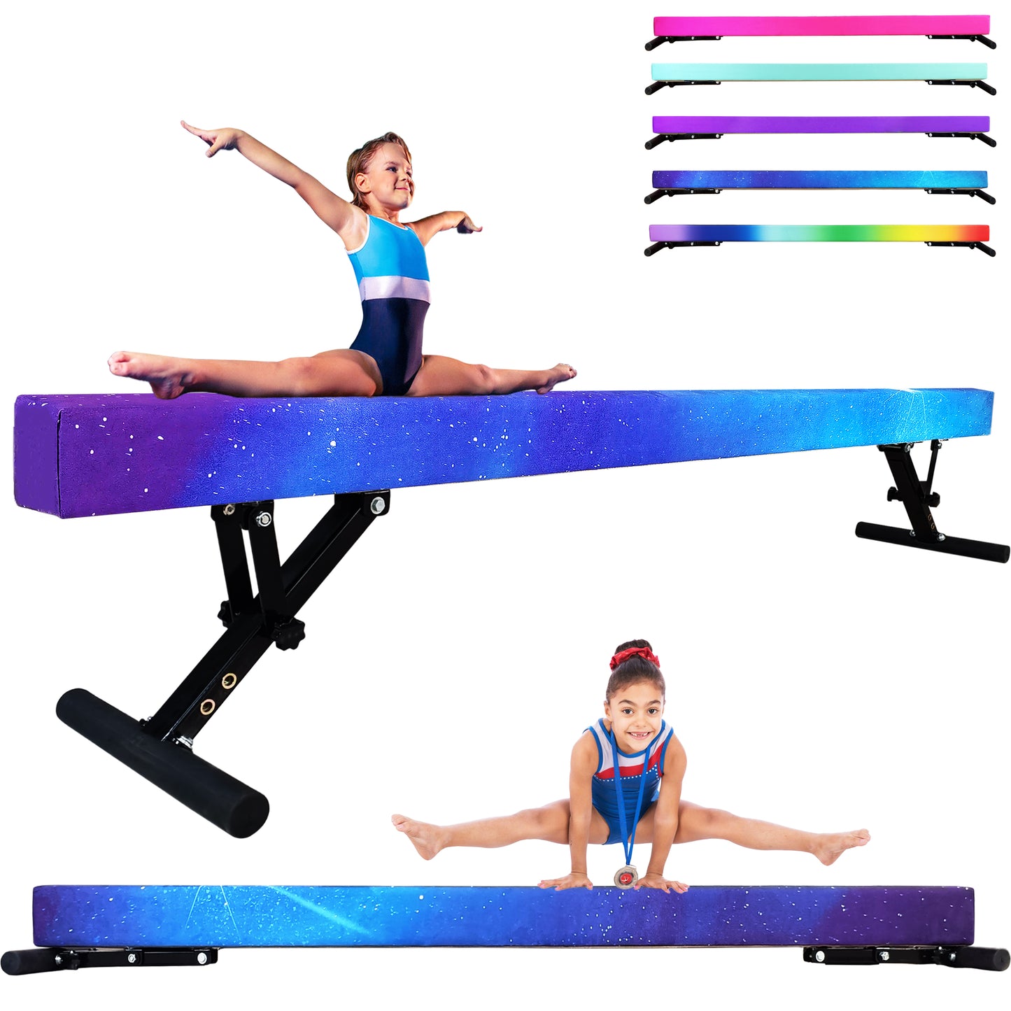 8ft Adjustable Balance Beam for Kids and Teenagers, Adjustable Heights 9"-17"