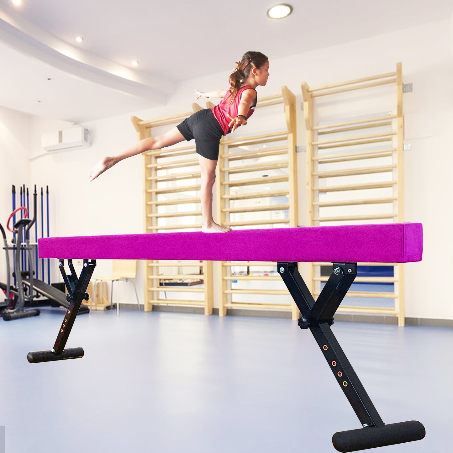 PreGymnastic 9"-27" Heights Adjustable Balance Beam, Off-ground Gymnastics Beam