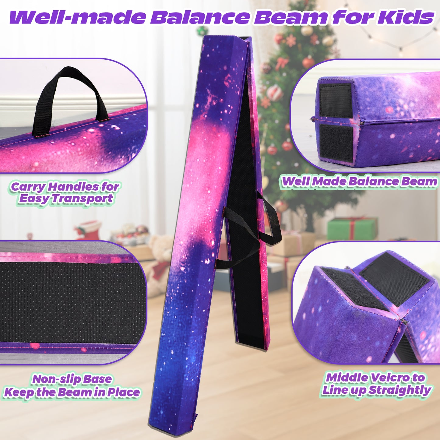 8 ft Folding Balance Beam for Kids, Gymnastics Beam