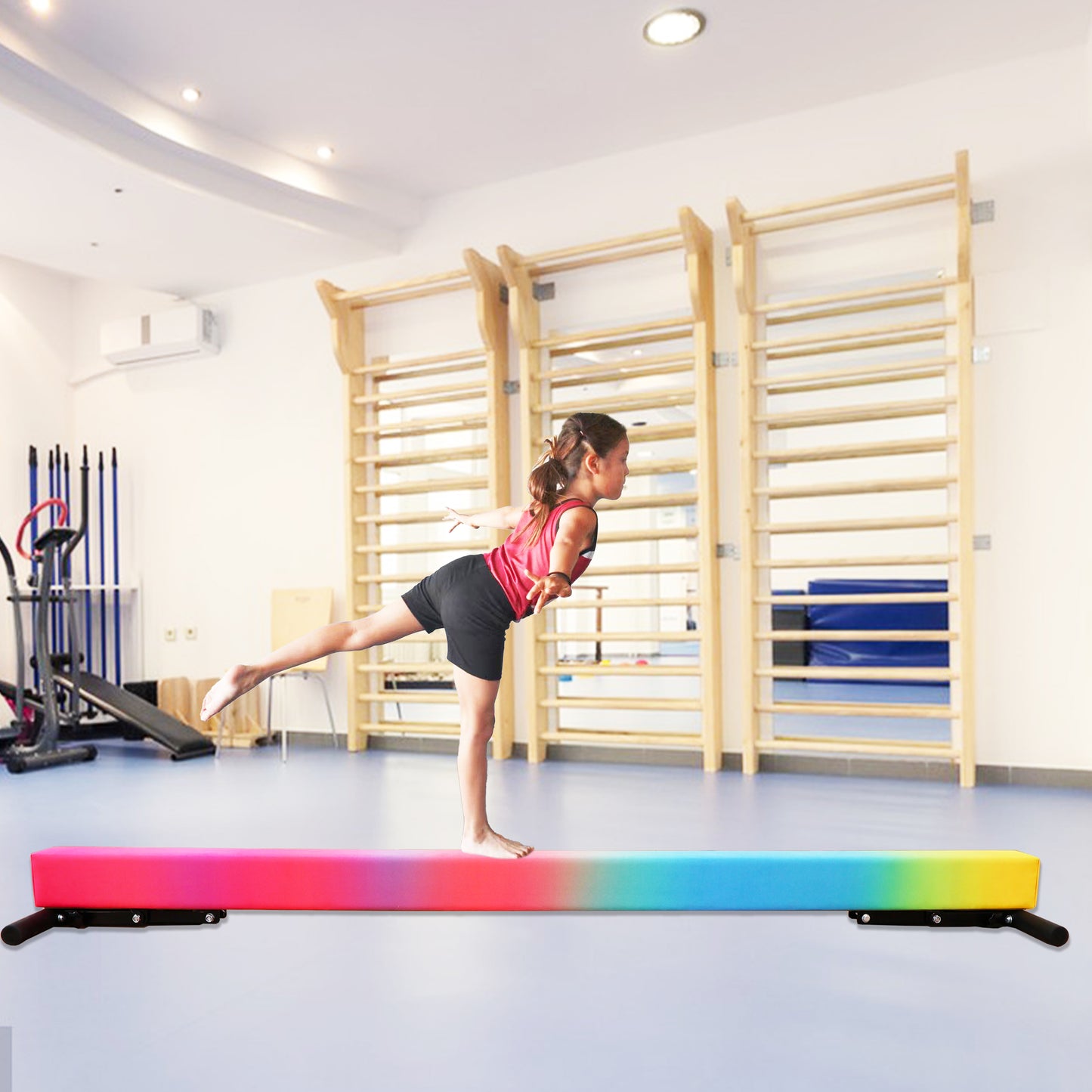 8ft Adjustable Balance Beam for Kids and Teenagers, Adjustable Heights 9"-17"