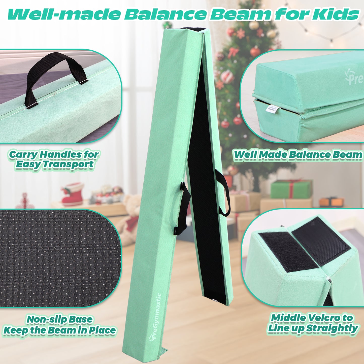 8 ft Folding Balance Beam for Kids, Gymnastics Beam