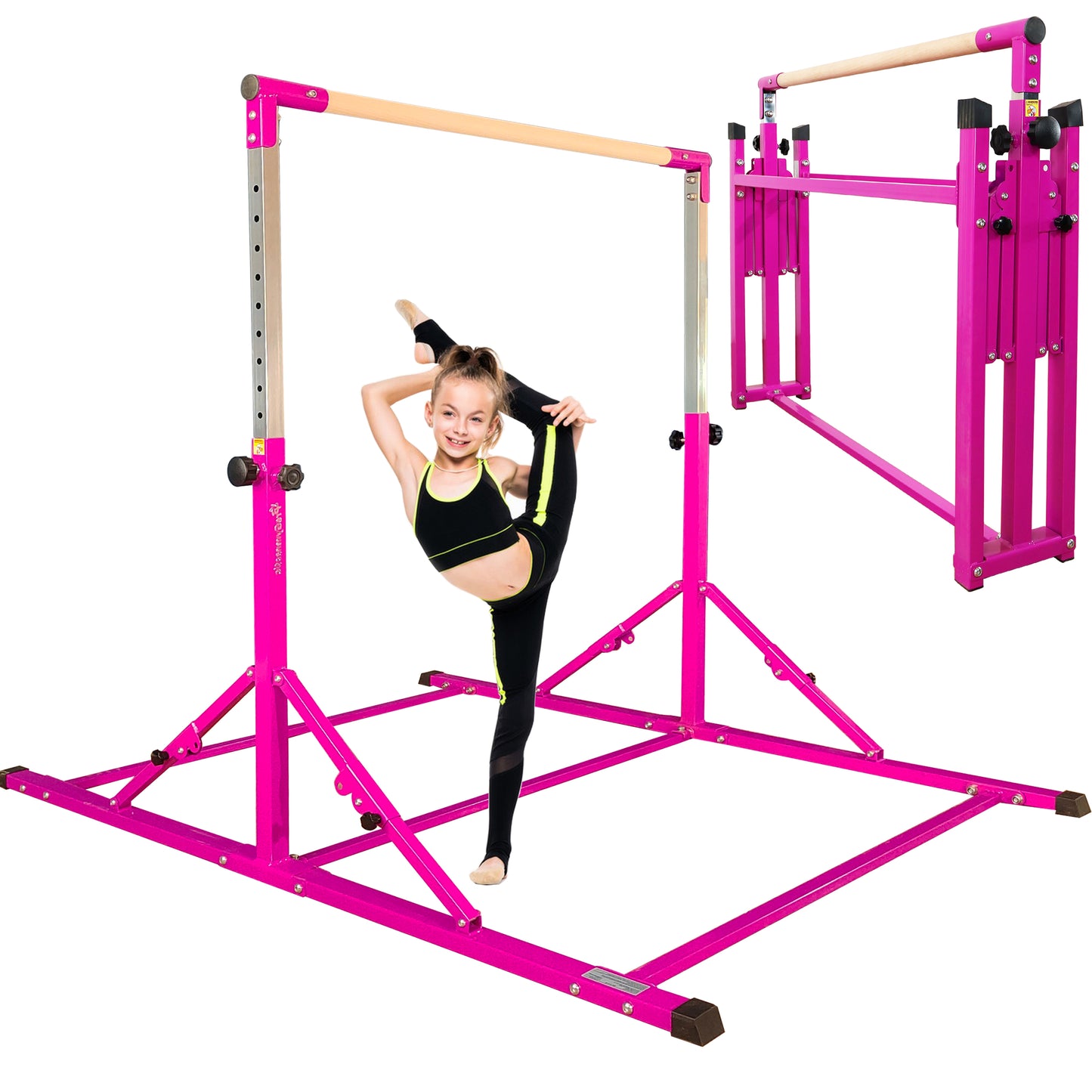 6 FT Foldable Gymnastics Bar for Kids and Teenagers Ages 3-18 in Purple