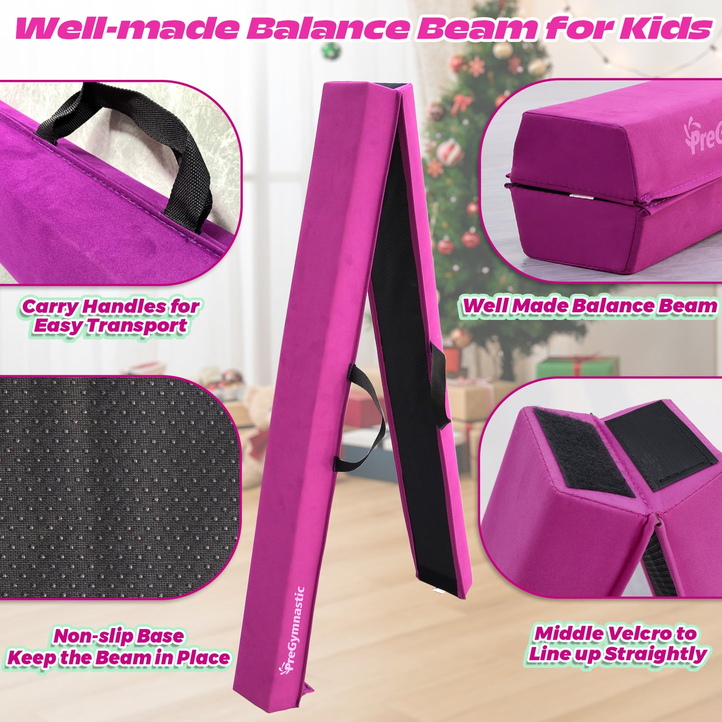 8 ft Folding Balance Beam for Kids, Gymnastics Beam