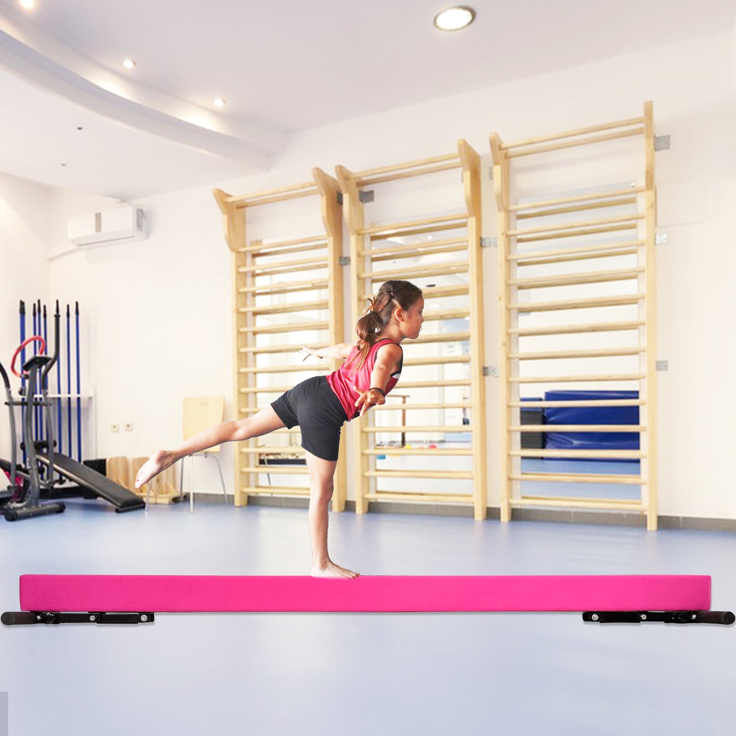 8ft Adjustable Balance Beam for Kids and Teenagers, Adjustable Heights 9"-17"