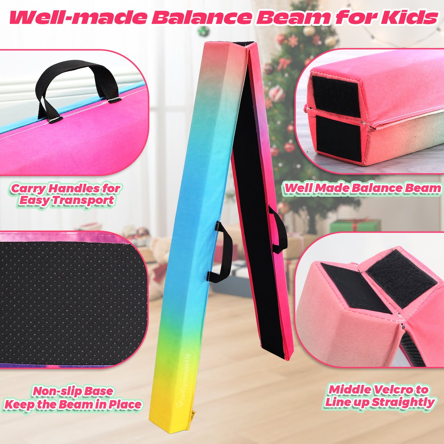 8 ft Folding Balance Beam for Kids, Gymnastics Beam