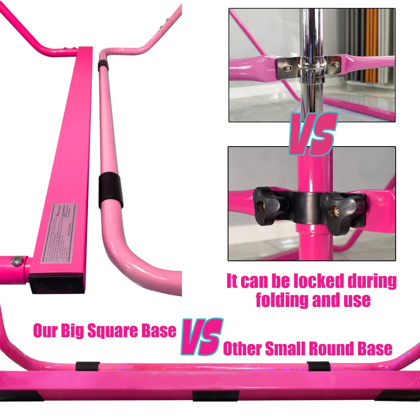 PreGymnastic Folding Gymnastics Bar for Kids Ages 3-8 Years Old with Rings in Hot Purple