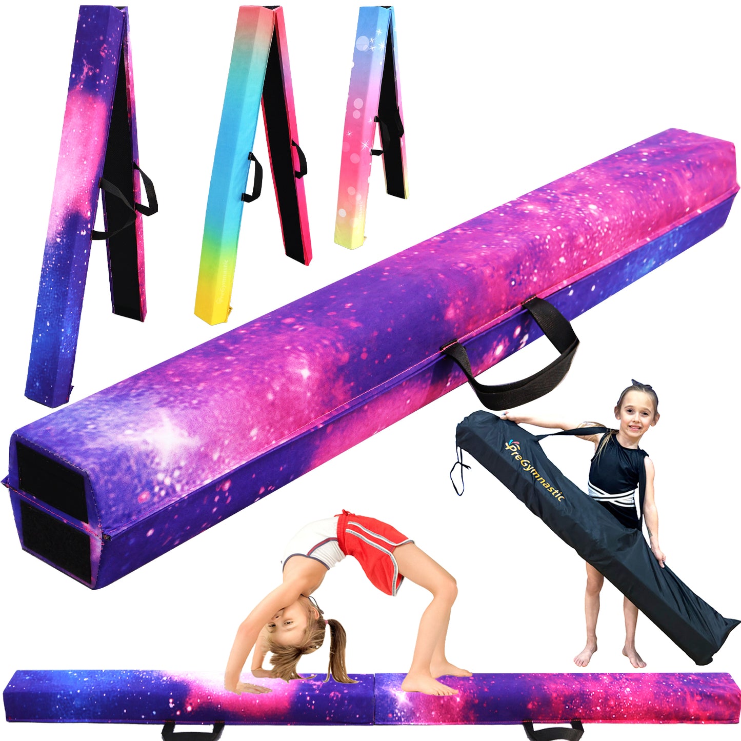 8 ft Folding Balance Beam for Kids, Gymnastics Beam