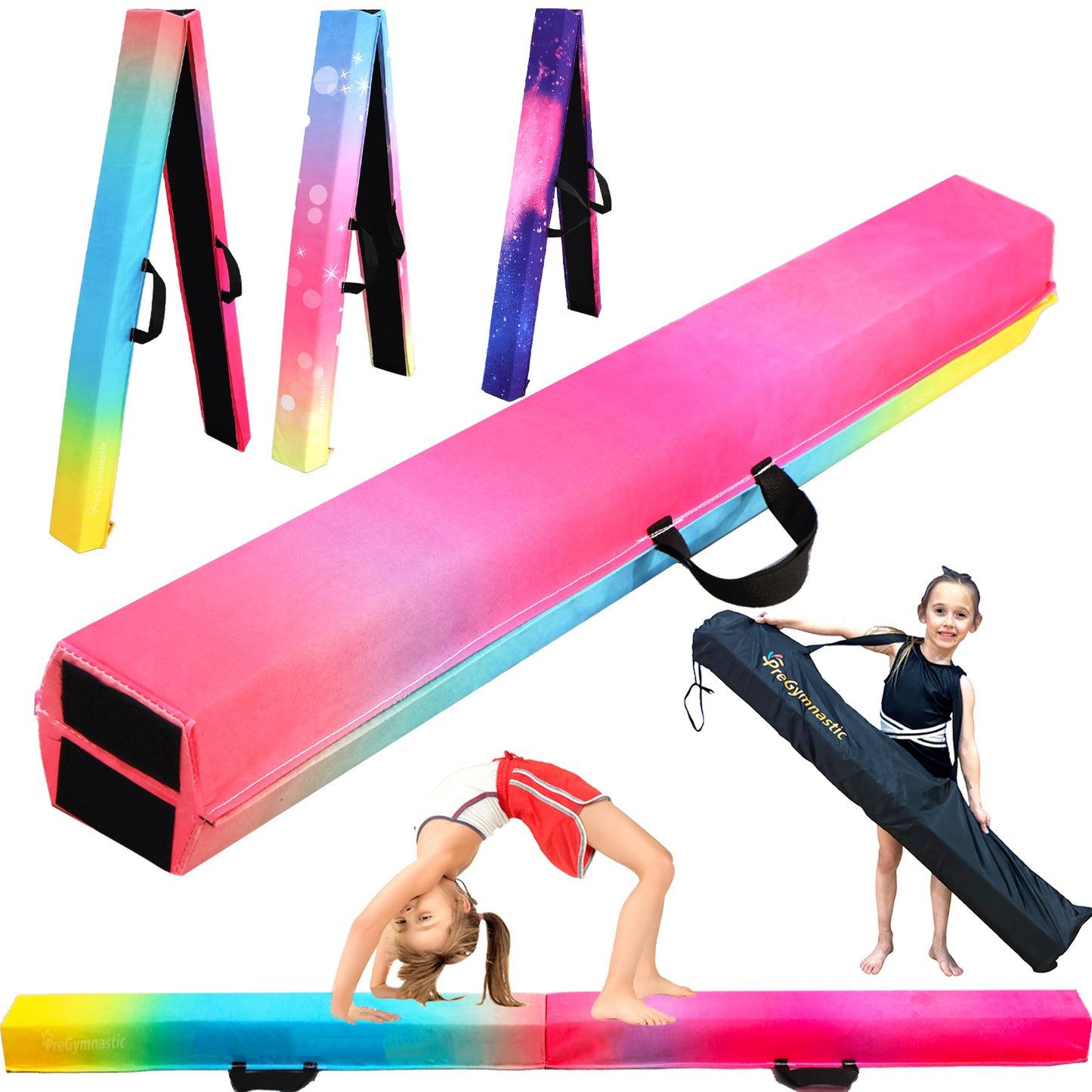 8 ft Folding Balance Beam for Kids, Gymnastics Beam